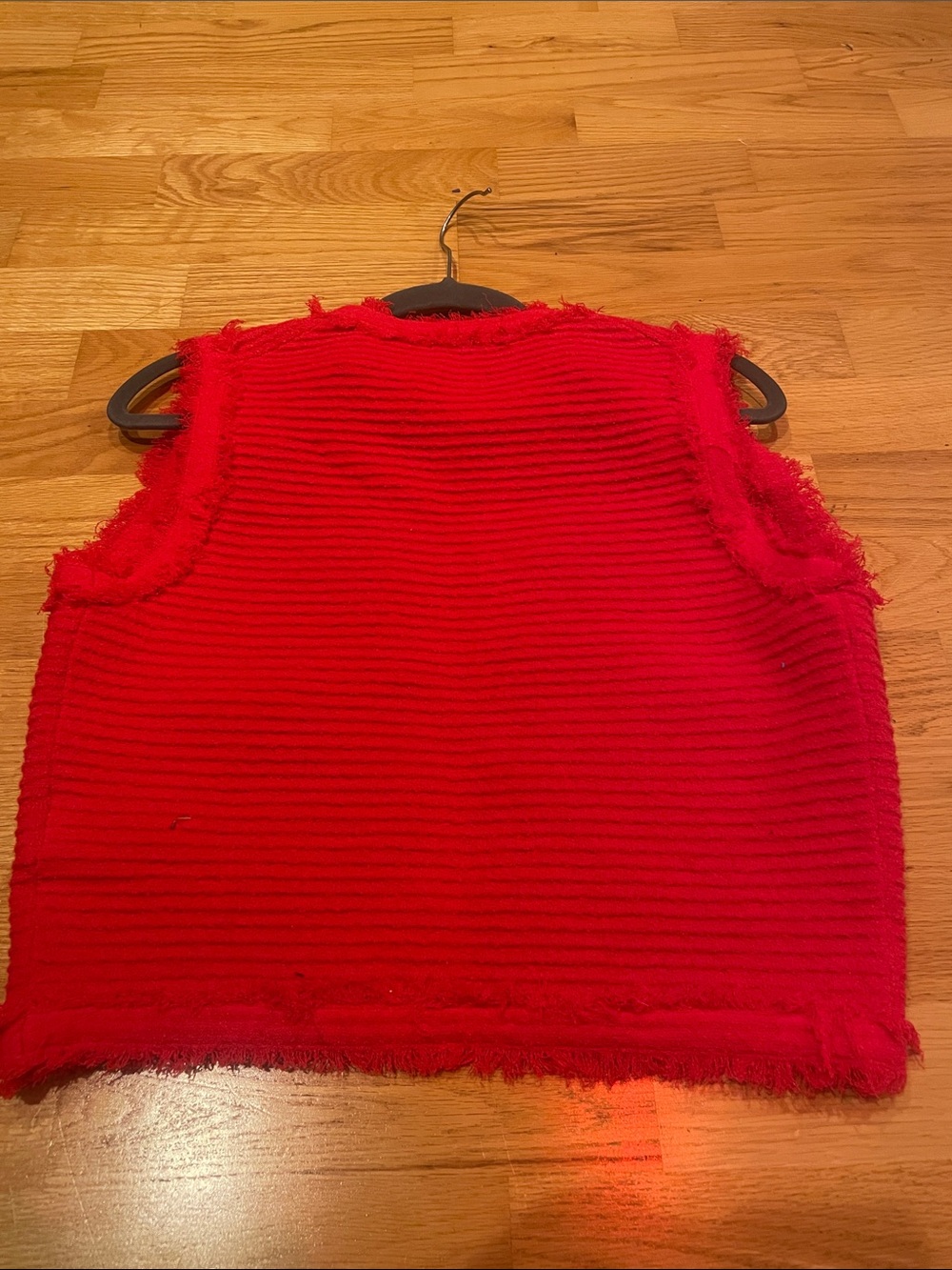 J. Crew Red Fringed Ribbed Knit Vest - Picture 6 of 8